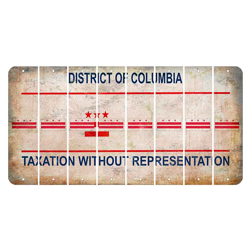 Washington DC District of Columbia Cut License Plate Strips (Set of 8) State Flag