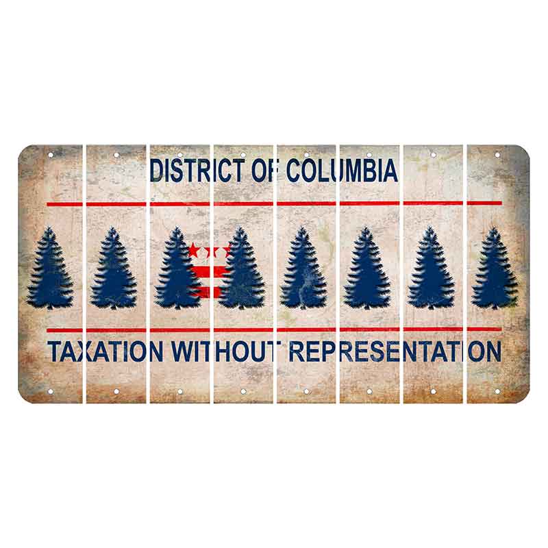 Washington DC District of Columbia Cut License Plate Strips (Set of 8) Pine Tree