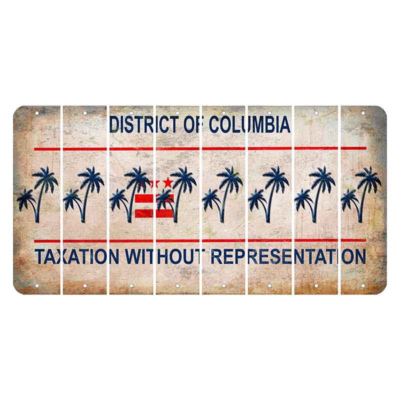 Washington DC District of Columbia Cut License Plate Strips (Set of 8) Palm Trees