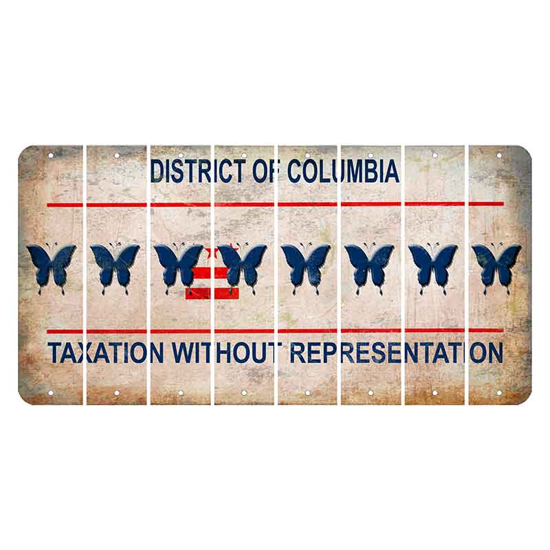 Washington DC District of Columbia Cut License Plate Strips (Set of 8) Butterfly