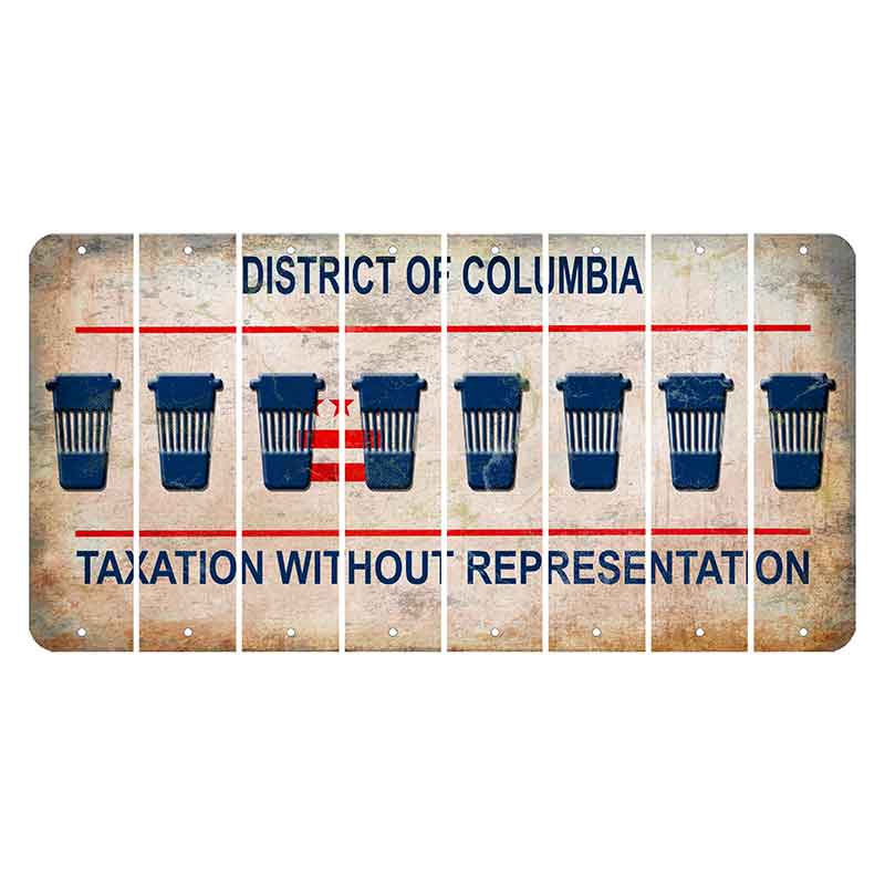 Washington DC District of Columbia Cut License Plate Strips (Set of 8) Latte