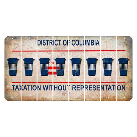 Washington DC District of Columbia Cut License Plate Strips (Set of 8) Latte