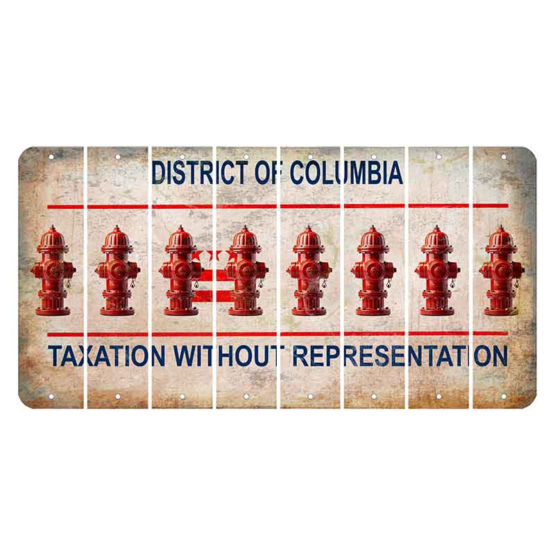 Washington DC District of Columbia Cut License Plate Strips (Set of 8) Fire Hydrant