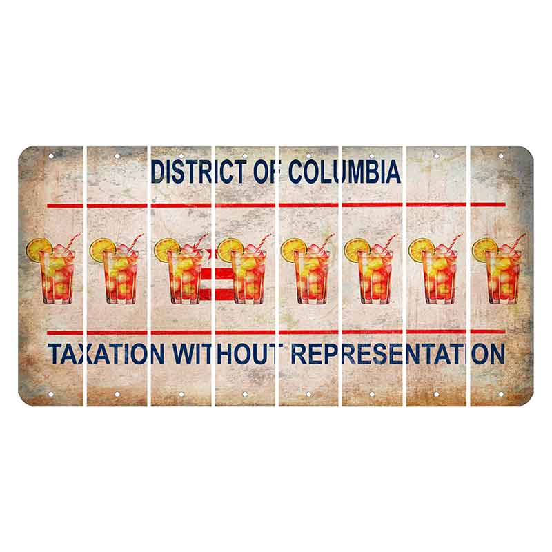 Washington DC District of Columbia Cut License Plate Strips (Set of 8) Cocktail