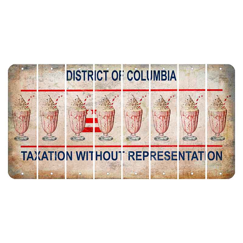 Washington DC District of Columbia Cut License Plate Strips (Set of 8) Milkshake