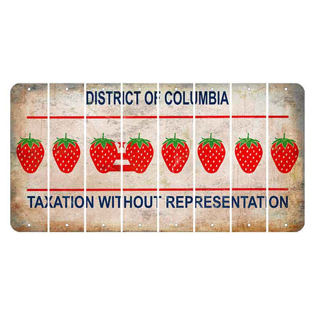 Washington DC District of Columbia Cut License Plate Strips (Set of 8) Strawberry