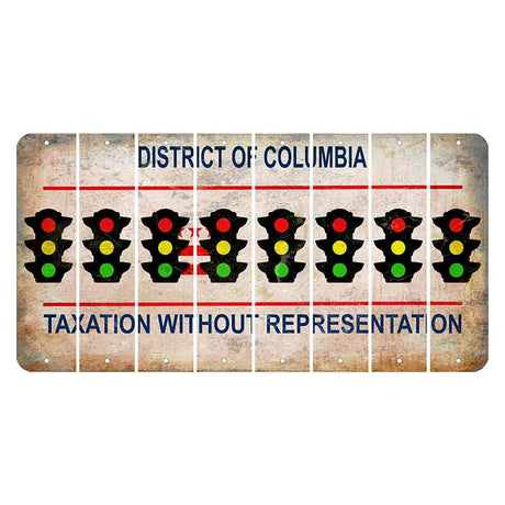 Washington DC District of Columbia Cut License Plate Strips (Set of 8) Traffic Light