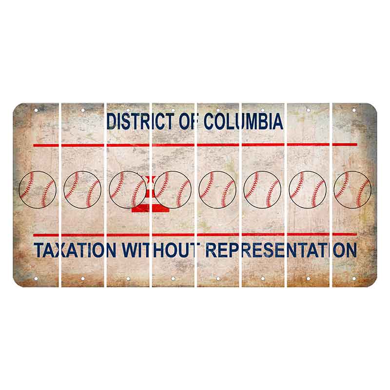 Washington DC District of Columbia Cut License Plate Strips (Set of 8) Baseball