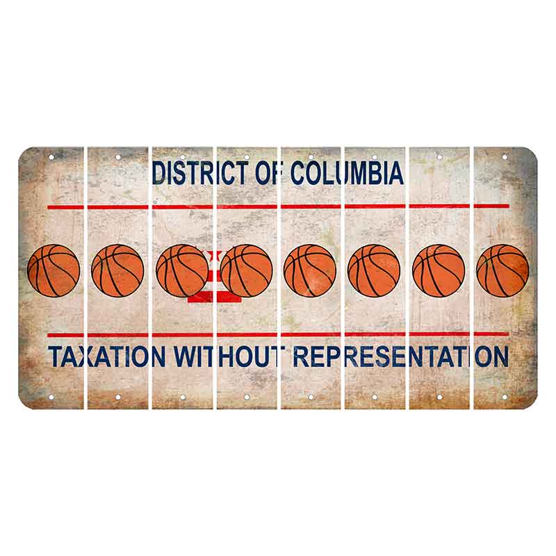 Washington DC District of Columbia Cut License Plate Strips (Set of 8) Basketball