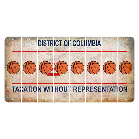 Washington DC District of Columbia Cut License Plate Strips (Set of 8) Basketball