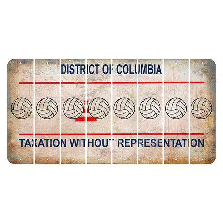 Washington DC District of Columbia Cut License Plate Strips (Set of 8) Volleyball