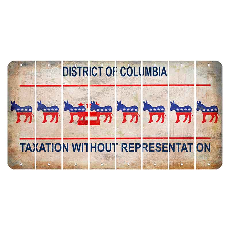 Washington DC District of Columbia Cut License Plate Strips (Set of 8) Democrat