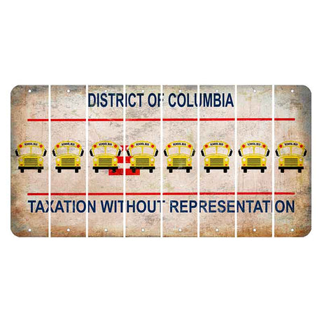 Washington DC District of Columbia Cut License Plate Strips (Set of 8) School Bus