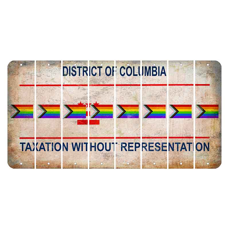 Washington DC District of Columbia Cut License Plate Strips (Set of 8) LGBTQ Flag