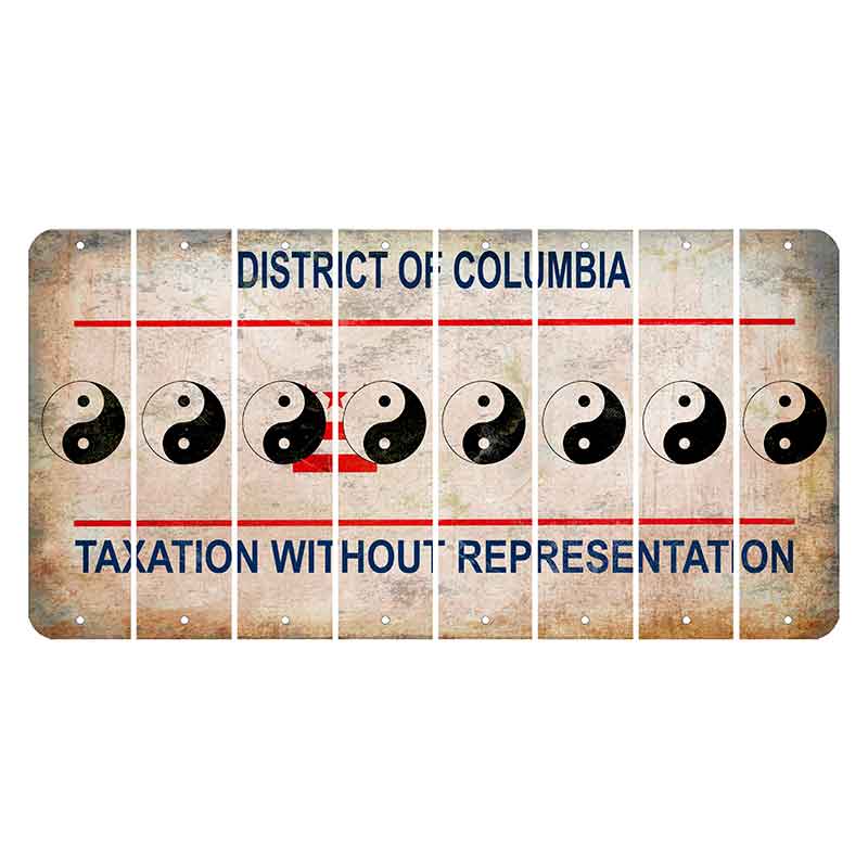 Washington DC District of Columbia Cut License Plate Strips (Set of 8) Yin Yang