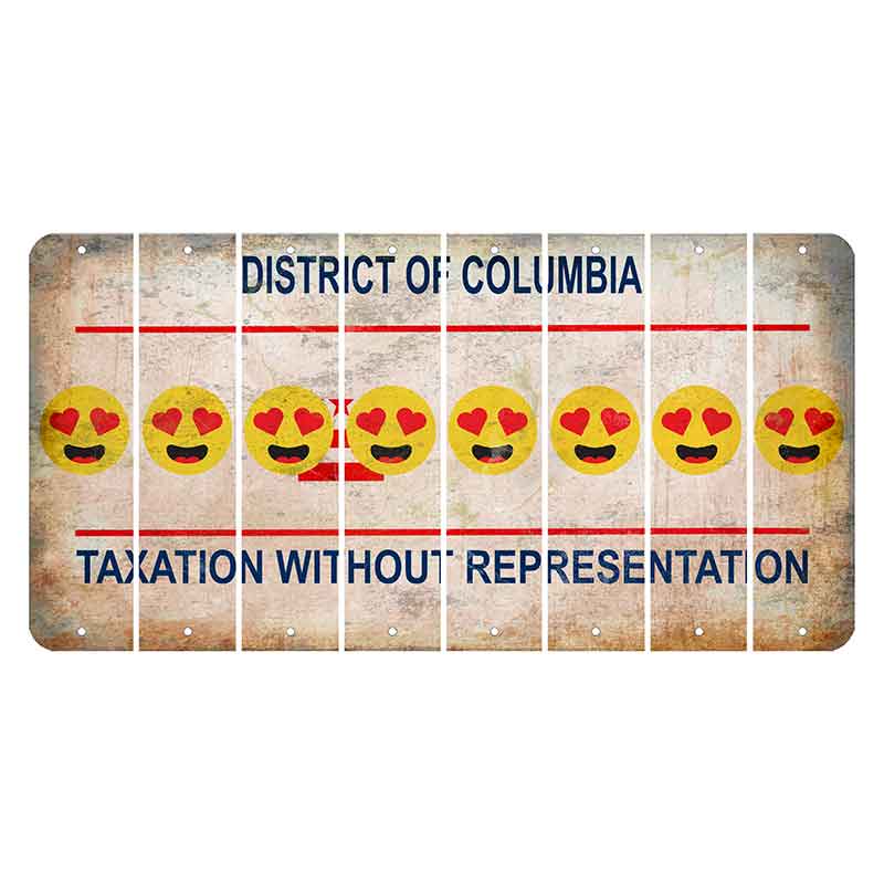 Washington DC District of Columbia Cut License Plate Strips (Set of 8) Emoji - Heart Eyes