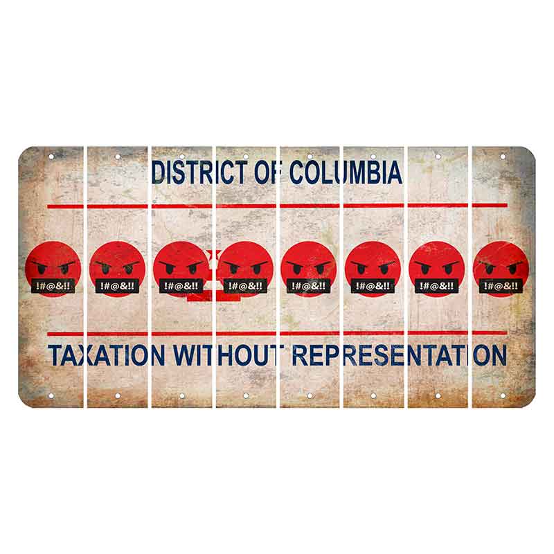 Washington DC District of Columbia Cut License Plate Strips (Set of 8) Emoji - Pissed