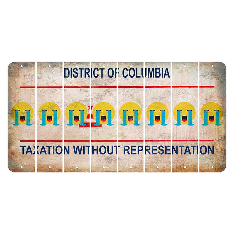 Washington DC District of Columbia Cut License Plate Strips (Set of 8) Emoji - Crying