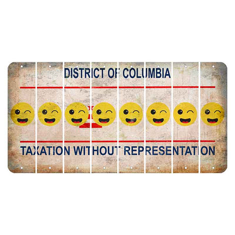 Washington DC District of Columbia Cut License Plate Strips (Set of 8) Emoji - Winking