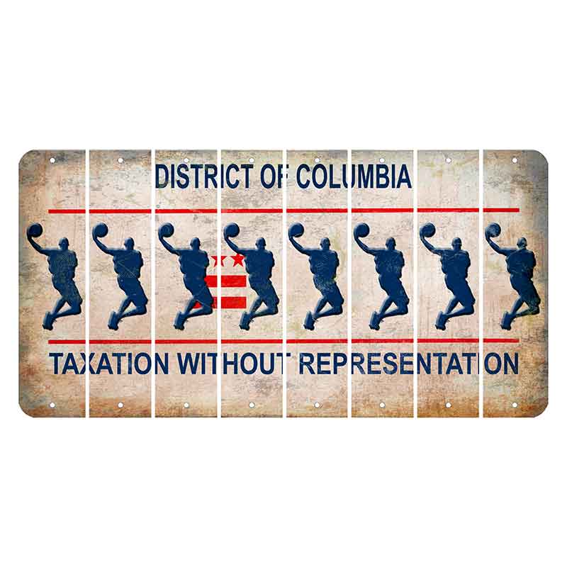 Washington DC District of Columbia Cut License Plate Strips (Set of 8) Basketball Player