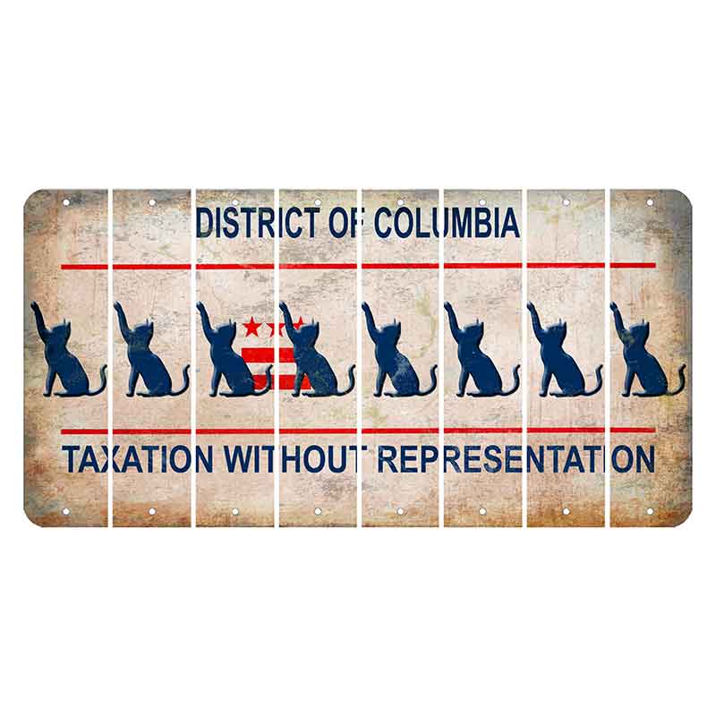 Washington DC District of Columbia Cut License Plate Strips (Set of 8) Cat