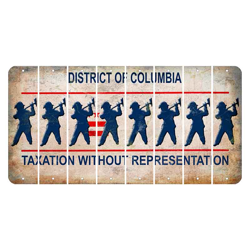 Washington DC District of Columbia Cut License Plate Strips (Set of 8) Fireman with Axe