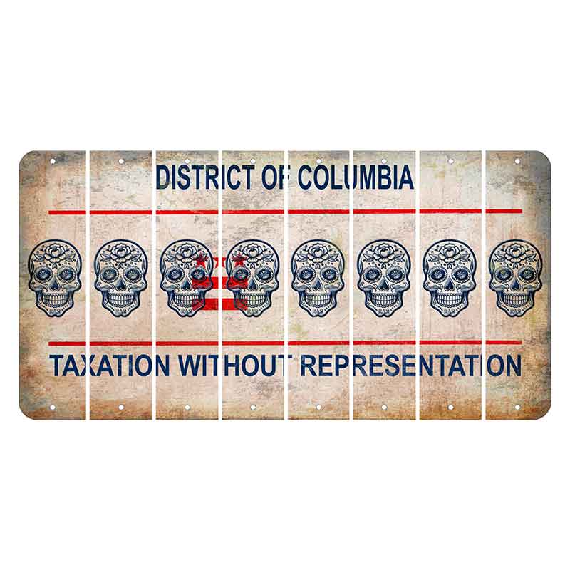 Washington DC District of Columbia Cut License Plate Strips (Set of 8) Sugar Skull