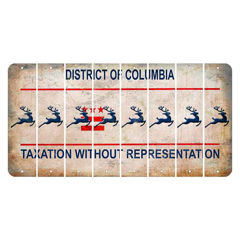 Washington DC District of Columbia Cut License Plate Strips (Set of 8) Reindeer