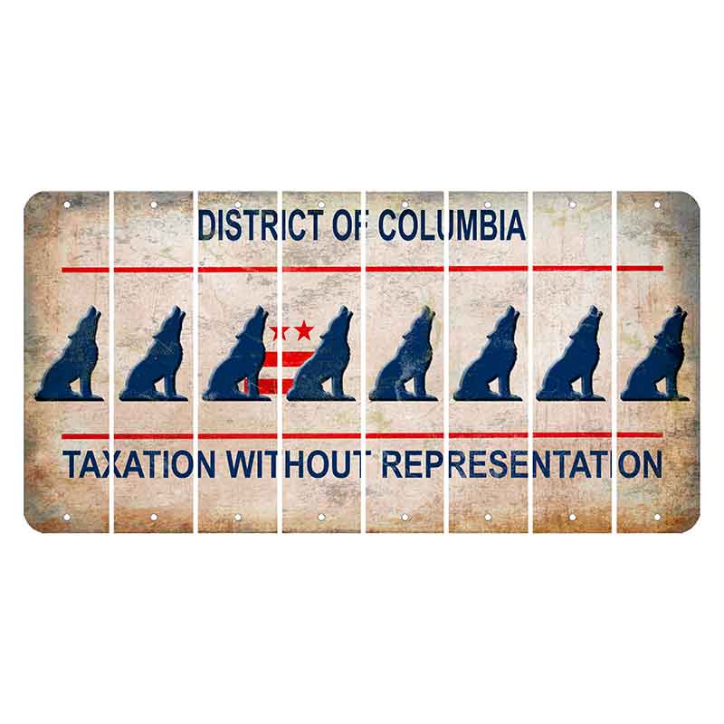 Washington DC District of Columbia Cut License Plate Strips (Set of 8) Howling Wolf