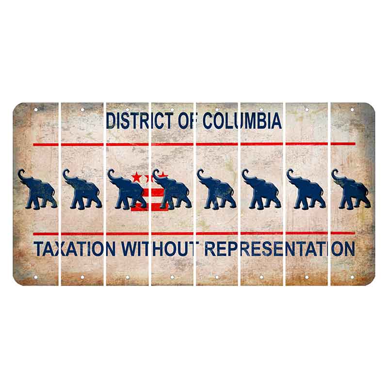 Washington DC District of Columbia Cut License Plate Strips (Set of 8) Elephant