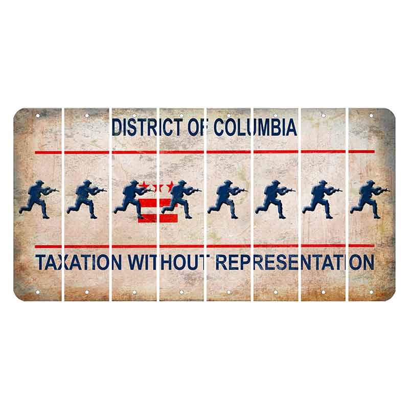 Washington DC District of Columbia Cut License Plate Strips (Set of 8) Soldier - Running