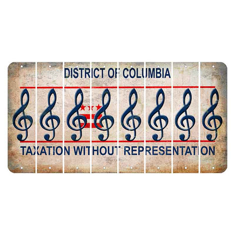 Washington DC District of Columbia Cut License Plate Strips (Set of 8) Music Note