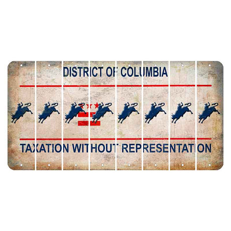 Washington DC District of Columbia Cut License Plate Strips (Set of 8) Bull Rider