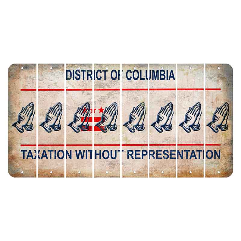 Washington DC District of Columbia Cut License Plate Strips (Set of 8) Praying Hands