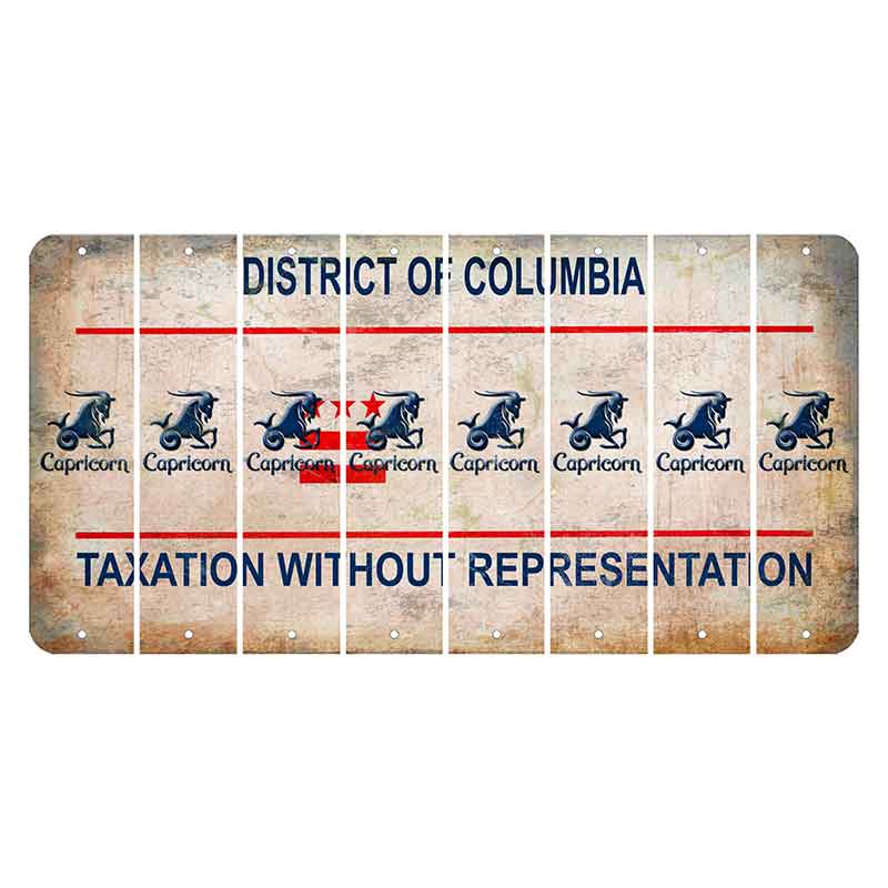 Washington DC District of Columbia Cut License Plate Strips (Set of 8) Zodiac Sign - Capricorn