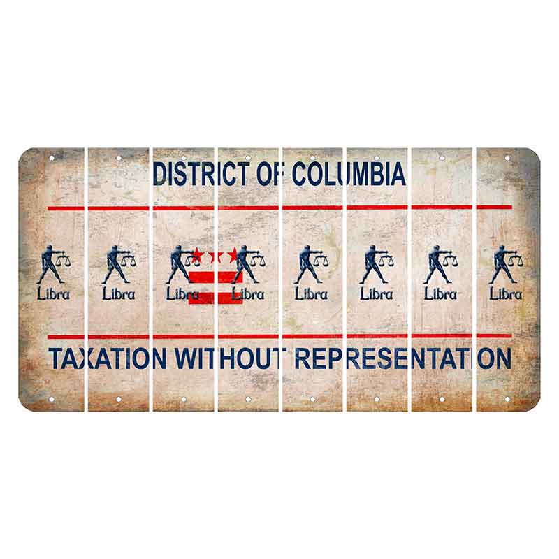 Washington DC District of Columbia Cut License Plate Strips (Set of 8) Zodiac Sign - Libra