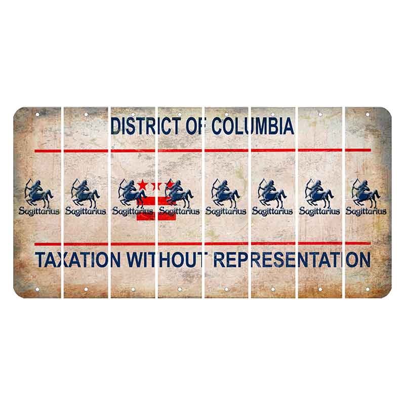 Washington DC District of Columbia Cut License Plate Strips (Set of 8) Zodiac Sign - Sagittarius