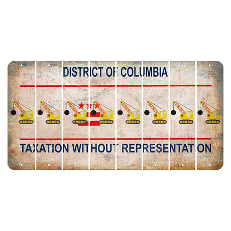 Washington DC District of Columbia Cut License Plate Strips (Set of 8) Wrecking Ball Crane