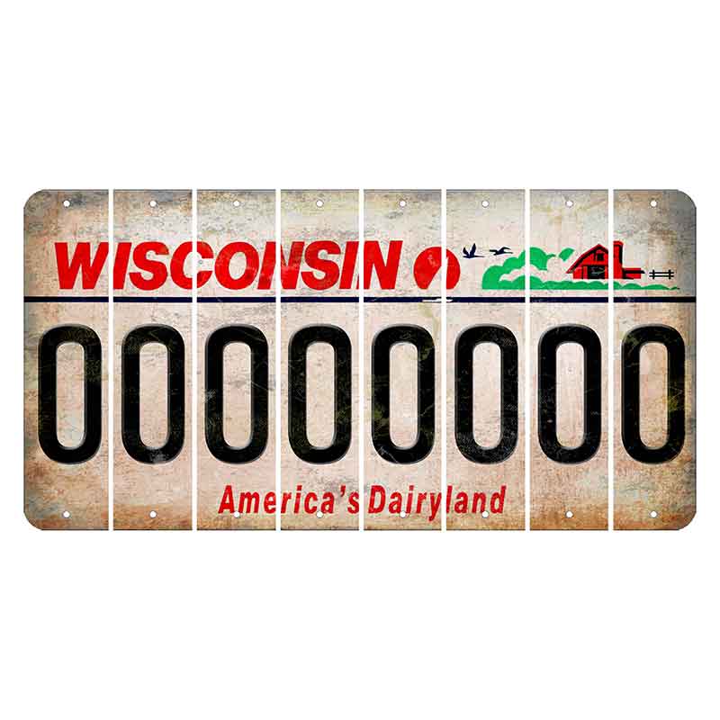Wisconsin Farm Cut License Plate Strips (Set of 8)