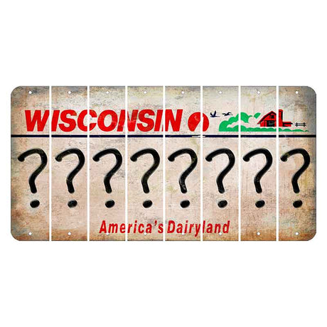 Wisconsin Farm Cut License Plate Strips (Set of 8) Question Mark