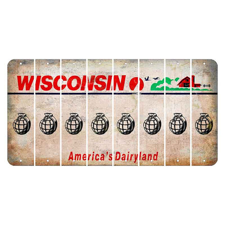 Wisconsin Farm Cut License Plate Strips (Set of 8) Grenade