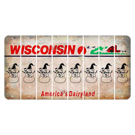 Wisconsin Farm Cut License Plate Strips (Set of 8) Snowman