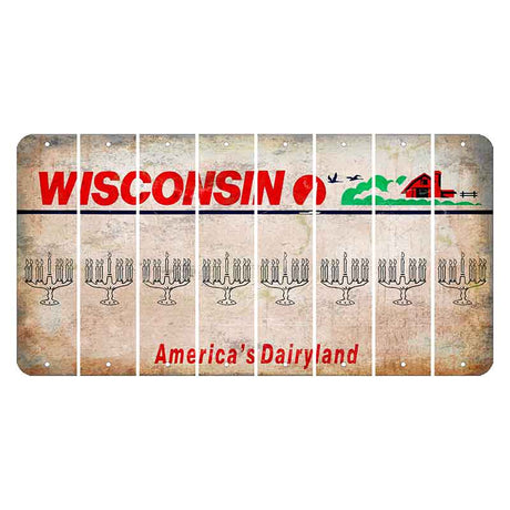 Wisconsin Farm Cut License Plate Strips (Set of 8) Menorah