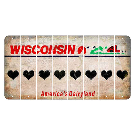 Wisconsin Farm Cut License Plate Strips (Set of 8) Heart