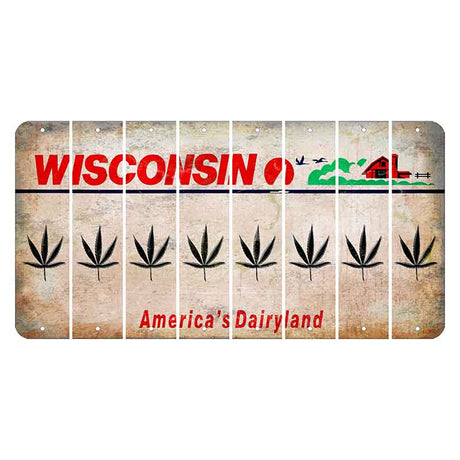 Wisconsin Farm Cut License Plate Strips (Set of 8) Pot Leaf