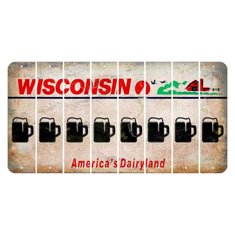 Wisconsin Farm Cut License Plate Strips (Set of 8) Beer Mug