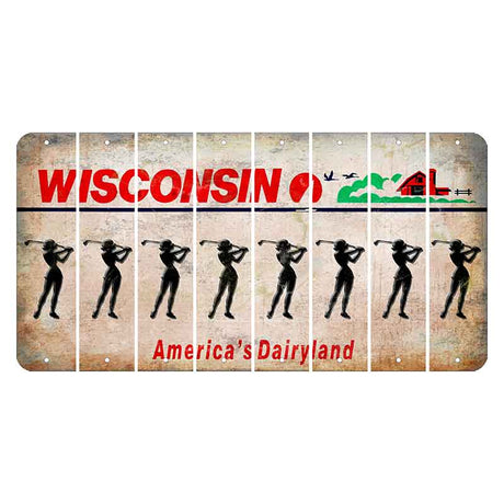 Wisconsin Farm Cut License Plate Strips (Set of 8) Female Golfer