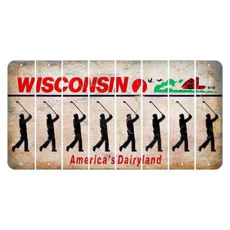 Wisconsin Farm Cut License Plate Strips (Set of 8) Male Golfer