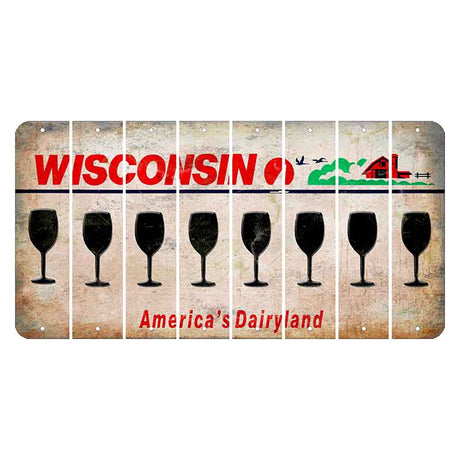 Wisconsin Farm Cut License Plate Strips (Set of 8) Wine Glass