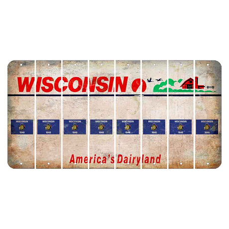 Wisconsin Farm Cut License Plate Strips (Set of 8) State Flag